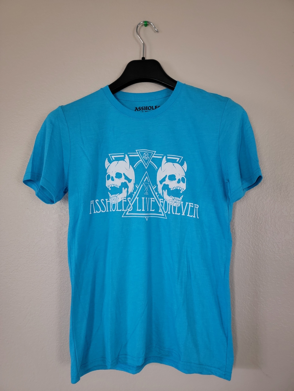 Assholes Live Forever Blue Graphic Short Sleeve Tee